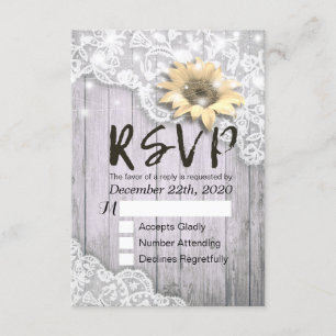 Hochzeit RSVP Reply Lace Sunflower Barn Wood Light