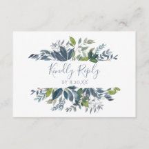 Hochzeit RSVP Response Card Greenerity - Dusty Blu