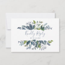 Hochzeit RSVP Response Card Greenerity - Dusty Blu