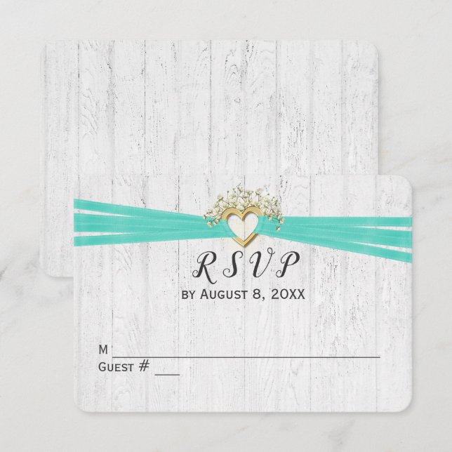 Hochzeit RSVP Ribbon Herz Einladung (Vorne/Hinten)