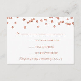 Hochzeit RSVP Rose Gold Glitzer Confetti Navy Blue Karte