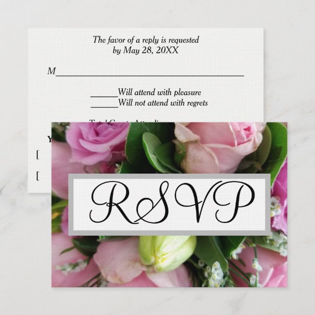 Hochzeit RSVP Roses Karte (Vorne/Hinten)