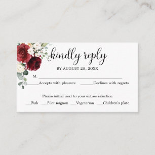 Hochzeit RSVP Rustic Chalk Burgundy Floral Begleitkarte
