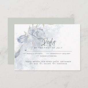 Hochzeit RSVP   Rustikale Aquarellfarbe Dusty Blue