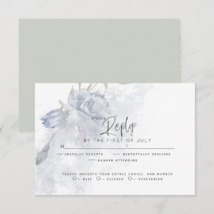 Hochzeit RSVP Rustikale Aquarellfarbe Dusty Blue Karte