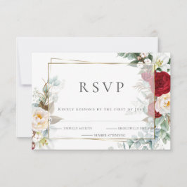 Hochzeit RSVP | Scarlet und Elfenbeinpeony Floral