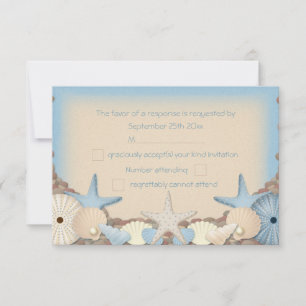 Hochzeit RSVP Schöne Tropical Beach Muscheln Karte