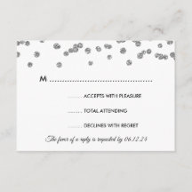 Hochzeit RSVP Silver Imitats Glitzer Confetti Blac