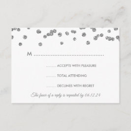 Hochzeit RSVP Silver Imitats Glitzer Confetti Blus Karte