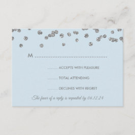 Hochzeit RSVP Silver Imitats Glitzer Confetti Ice  Karte