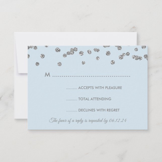 Hochzeit RSVP Silver Imitats Glitzer Confetti Ice  Karte (Vorderseite)