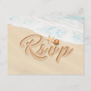 Hochzeit RSVP Sommer Sandy Beach Starfish Seashell Einladungspostkarte