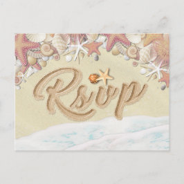 Hochzeit RSVP Sommer Sandy Beach Starfish Seashell Einladungspostkarte
