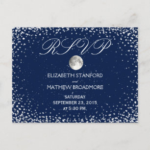 Hochzeit RSVP Starry Night Moon Postkarte