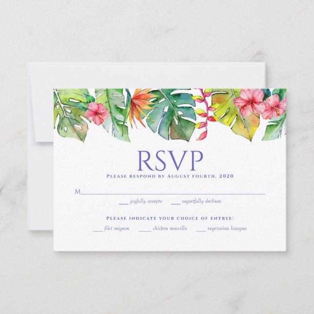 Hochzeit RSVP | tropische Wasserfarbe (Vorderseite)