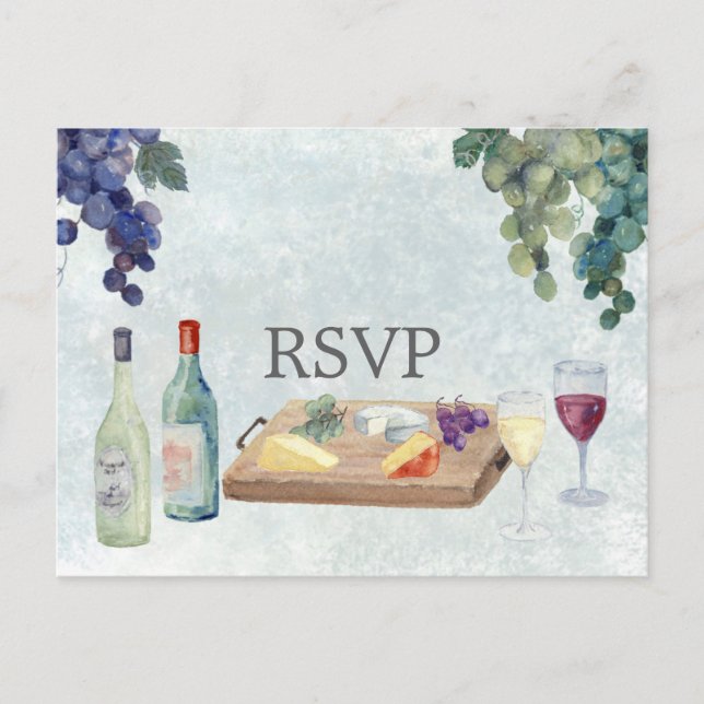 Hochzeit RSVP Weinprobe Postkarte (Vorderseite)
