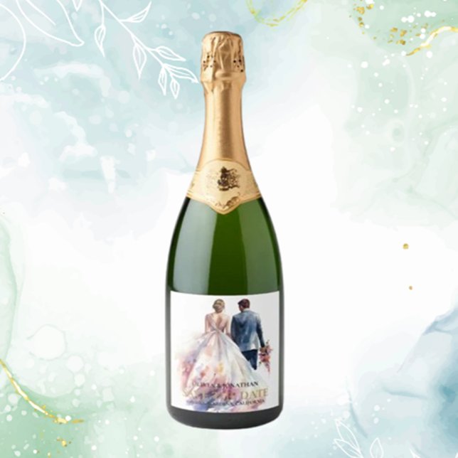 Hochzeit Rustic Classic Boho Floral (Add a heartfelt touch to your celebration with this rustic boho floral sparkling wine label)
