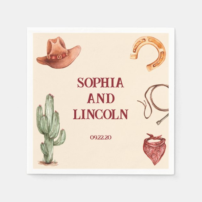 Hochzeit Rustikaler brauner Western Serviette (Vorderseite)