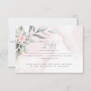 Hochzeit Rustikales Woodland Pink Floral Spray RSVP Karte
