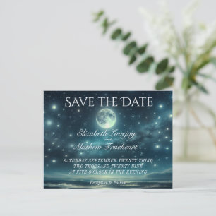 Hochzeit Save the Date   Blue Moon Starry Night Postkarte