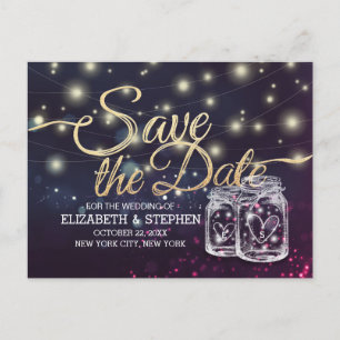 Hochzeit Save The Date Chic Mason Jar Lila Lichter Ankündigungspostkarte