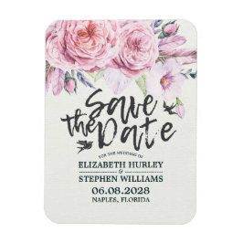 Hochzeit Save the Date Chic Watercolor Boho Floral Magnet
