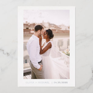 Hochzeit Save the Date Foto Minimalist Silber Folieneinladung