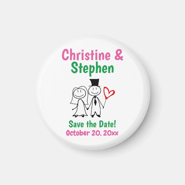 Hochzeit Save the Date Gevor Niedlicher Cartoon Co Magnet (Vorne)