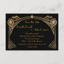 Hochzeit "Save the Date", Great-Gatsby, schwarz &