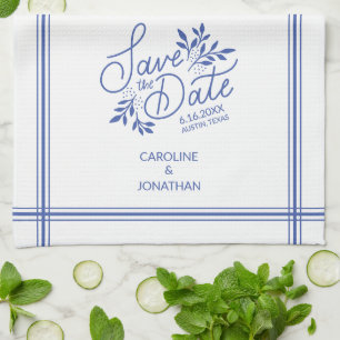 Hochzeit Save the Date Hand Drawn Botanical Floral Geschirrtuch