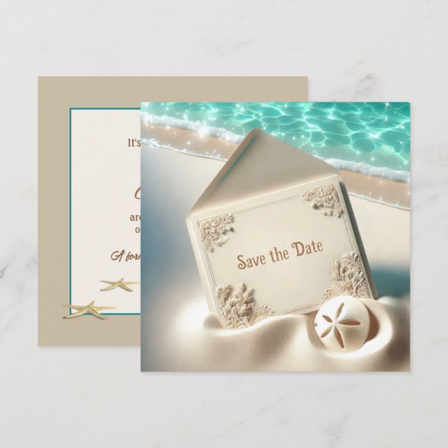 Hochzeit Save The Date im Strand Sand (Vorne/Hinten)
