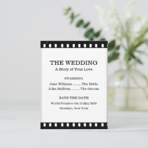 Hochzeit 'Save The Date' mit einem Filmthema Ankündigungspostkarte