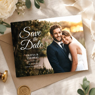 Hochzeit Save The Date Modern Einfache Foto Postkarte