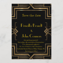 Hochzeit, Save the Date, schwarz & gold, Great-Gat