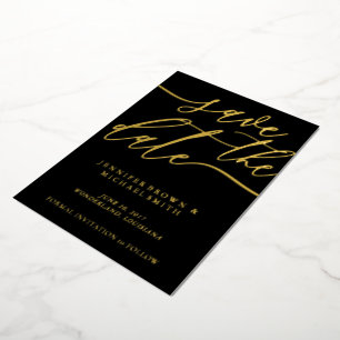 Hochzeit Save the Date schwarze Schrift Folieneinladung