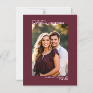 Hochzeit Save the Date Vertikales Foto Burgund Magneteinladung