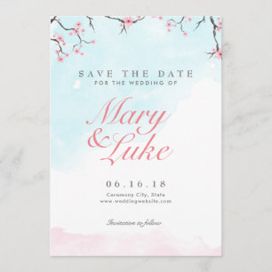 Hochzeit Save the Date Wasserfarbenkirschblüten
