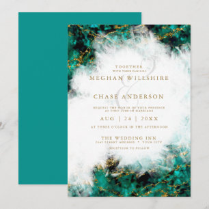 Hochzeit Schönes Türkis und Kristallgeode Einladung