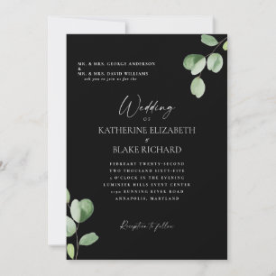 Hochzeit Schwarz & Weiß Beide Eltern Eukalyptus Einladung