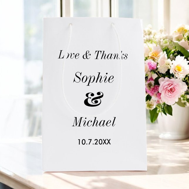 Hochzeit Schwarz-weiß Classic Simple Mittlere Geschenktüte (Von Creator hochgeladen)