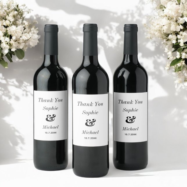 Hochzeit Schwarz-weiß Classic Weinetikett (Von Creator hochgeladen)
