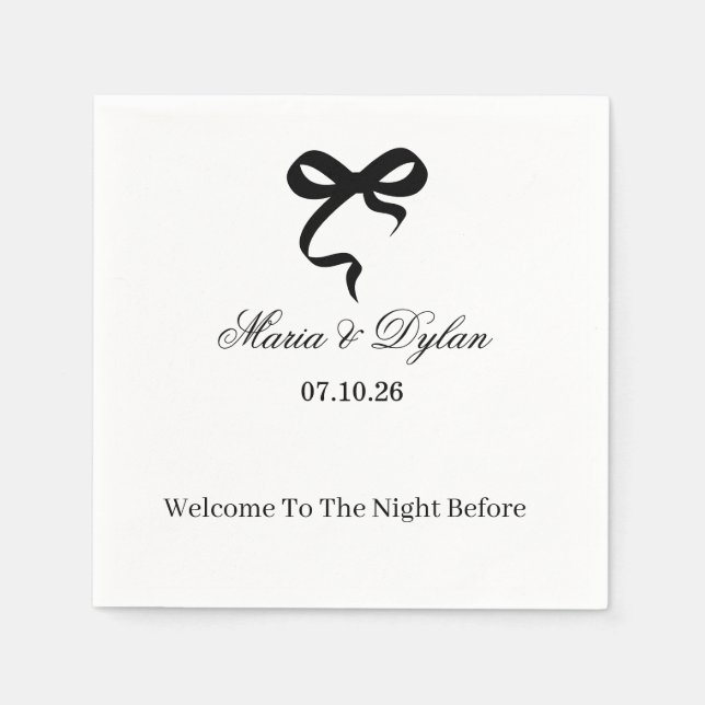 Hochzeit schwarze Bogen Papier Serviette (Vorderseite)