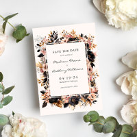 Hochzeit Schwarze & Goldene Blumige Save The Date