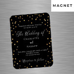 Hochzeit schwarzen goldenen Sterne elegante Drehbu Magnet<br><div class="desc">Ein schwarzer Hintergrund mit goldenen Sternen. Personalisieren und fügen Sie Ihre Namen und die Details.</div>