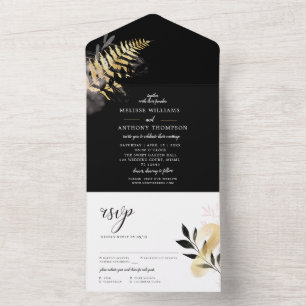 Hochzeit schwarzes Glittern alles in einer Einladu All In One Einladung