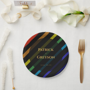 Hochzeit Schwuler Männer Eleganter Regenbogen Pappteller
