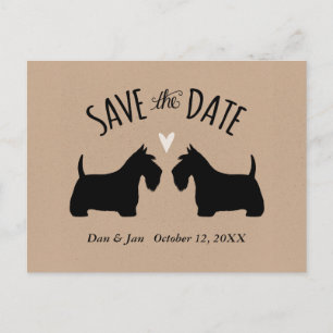 Hochzeit Scottish Terriers Save the Date Ankündigungspostkarte