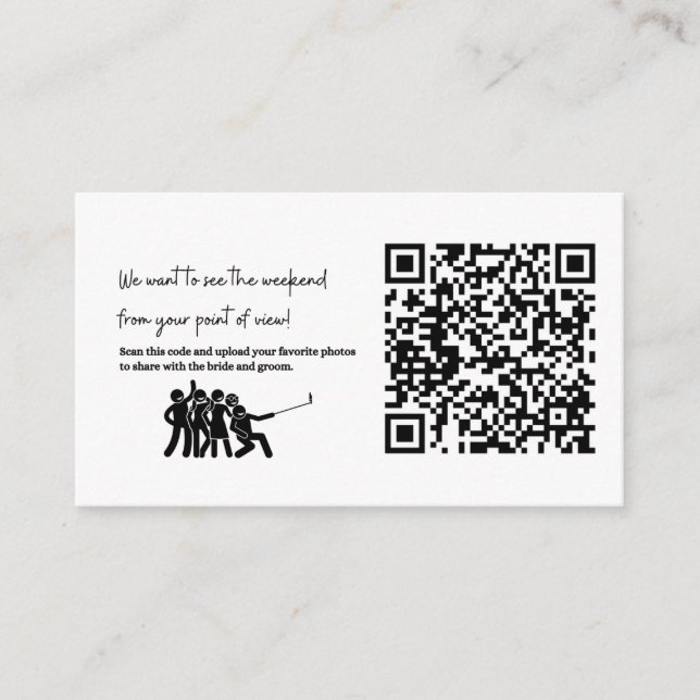 Hochzeit senden Sie uns Ihre Bilder ADD IHREN QR C Begleitkarte (Vorderseite)