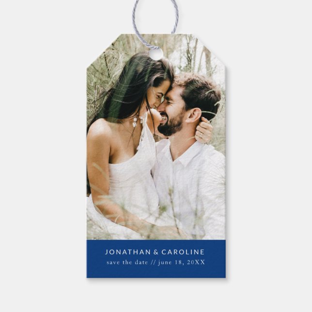 Hochzeit Sichern Sie das Date Foto Einfach Minimal Geschenkanhänger (Vorderseite)