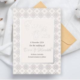 Hochzeit Sichern Sie das Datum Einladung mit Silbe